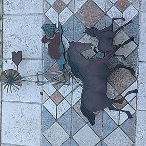 Metal horses/windmill wall decor